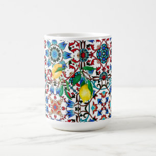 Mediterranean tiles,mosaic,lemon,summer art coffee mug