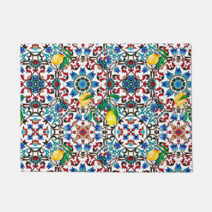 Mediterranean tiles,mosaic,lemon,summer art doormat