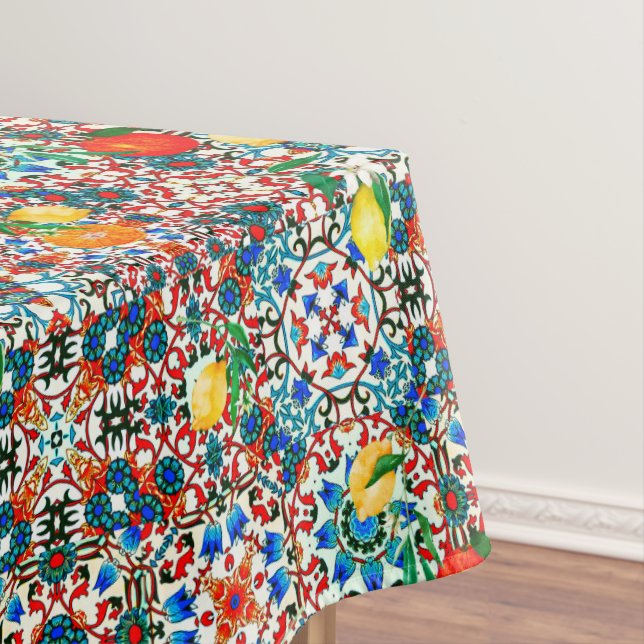 Mediterranean tiles,mosaic,lemon,summer art tablecloth (In Situ)