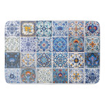 mediterranean tiles pattern bath mat