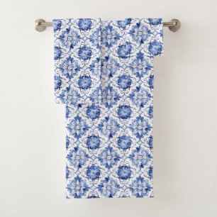Mediterranean Tiles Pattern Bath Towel Set