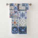 mediterranean tiles pattern bath towel set