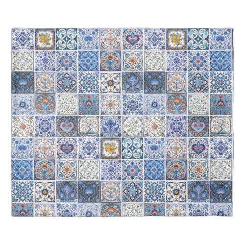 mediterranean tiles pattern duvet cover