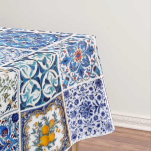 mediterranean tiles pattern tablecloth