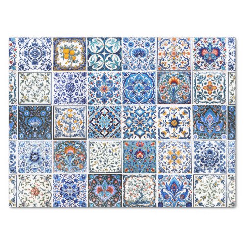 mediterranean tiles pattern tissue paper