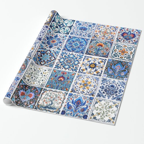 mediterranean tiles pattern wrapping paper