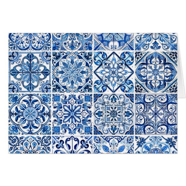 Mediterranean Tiles, Portugese, Azulejo, Majolica (Front Horizontal)