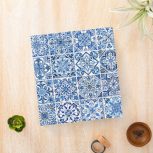 Mediterranean Tiles, Portugese, Azulejo, Majolica 3 Ring Binder