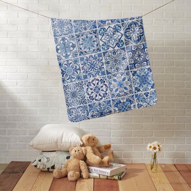 Mediterranean Tiles, Portugese, Azulejo, Majolica Baby Blanket (In Situ)