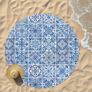 Mediterranean Tiles, Portugese, Azulejo, Majolica Beach Towel