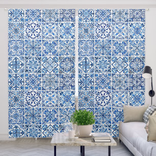 Mediterranean Tiles, Portugese, Azulejo, Majolica Blackout Curtains