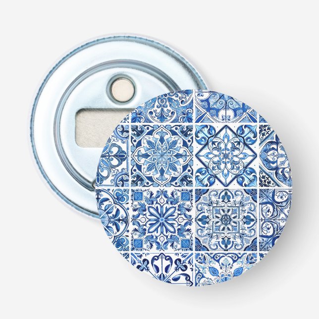 Mediterranean Tiles, Portugese, Azulejo, Majolica Bottle Opener (Front)