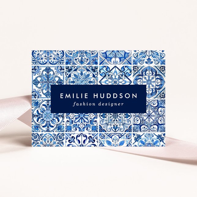 Mediterranean Tiles, Portugese, Azulejo, Majolica Business Card (Creator Uploaded)