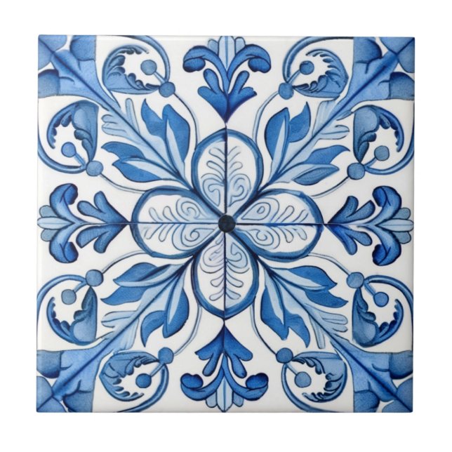 Mediterranean Tiles, Portugese, Azulejo, Majolica Ceramic Tile (Front)