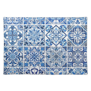 Mediterranean Tiles, Portugese, Azulejo, Majolica Cloth Placemat