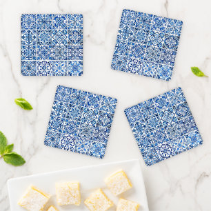 Mediterranean Tiles, Portugese, Azulejo, Majolica Coaster Set