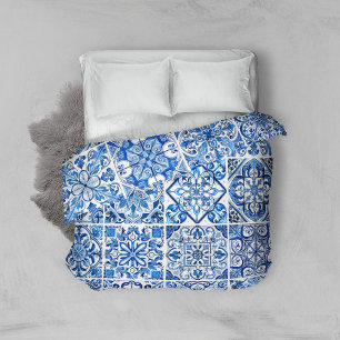 Mediterranean Tiles, Portugese, Azulejo, Majolica Duvet Cover
