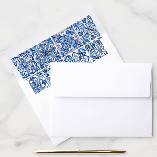 Mediterranean Tiles, Portugese, Azulejo, Majolica Envelope Liner (Desk)