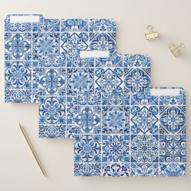 Mediterranean Tiles, Portugese, Azulejo, Majolica File Folder (Set)