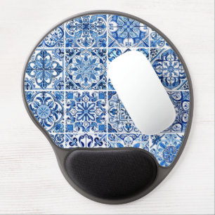 Mediterranean Tiles, Portugese, Azulejo, Majolica Gel Mouse Pad