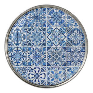 Mediterranean Tiles, Portugese, Azulejo, Majolica Golf Ball Marker