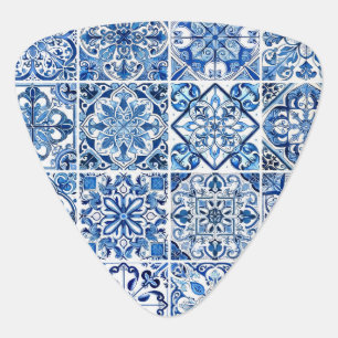 Mediterranean Tiles, Portugese, Azulejo, Majolica Guitar Pick