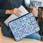 Mediterranean Tiles, Portugese, Azulejo, Majolica Laptop Sleeve<br><div class="desc">Elegant,  stylish and sophisticated pattern with Mediterranean tiles in blue and white color. Modern and trendy gift,  perfect for the Azulejo lover in your life.</div>