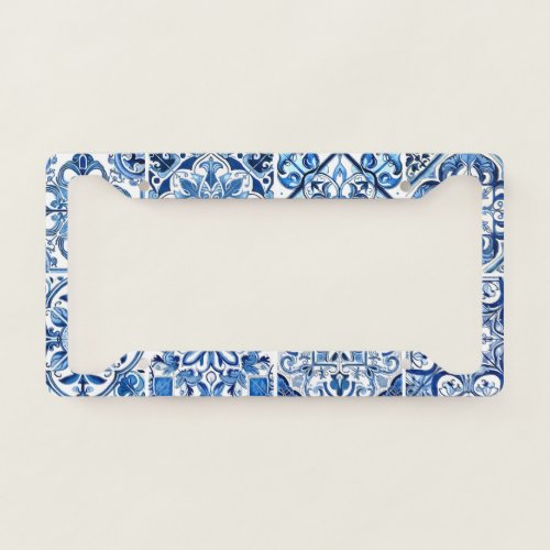 Mediterranean Tiles Portugese Azulejo Majolica License Plate Frame