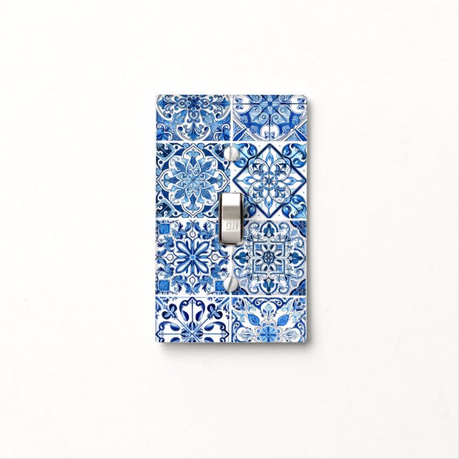 Mediterranean Tiles, Portugese, Azulejo, Majolica Light Switch Cover (In Situ)