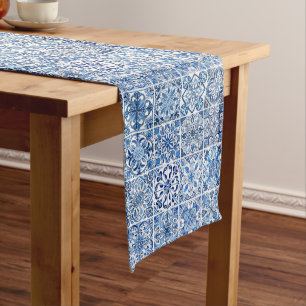 Mediterranean Tiles, Portugese, Azulejo, Majolica Medium Table Runner