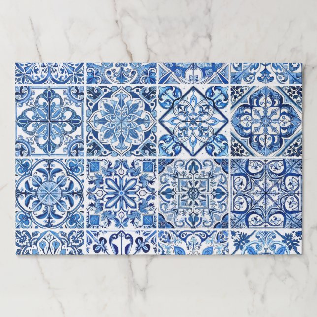 Mediterranean Tiles, Portugese, Azulejo, Majolica Paper Pad (Front)