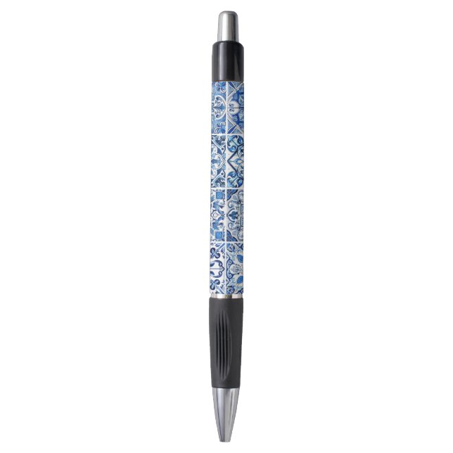 Mediterranean Tiles, Portugese, Azulejo, Majolica Pen (Front Vertical)