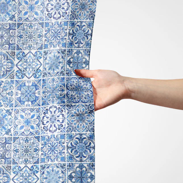 Printed Modal Cashmere Scarf in Mediterranean Tiles