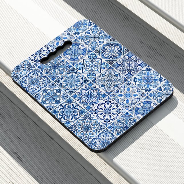 Mediterranean Tiles, Portugese, Azulejo, Majolica Seat Cushion (In Situ)