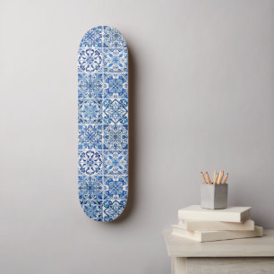 Mediterranean Tiles, Portugese, Azulejo, Majolica Skateboard