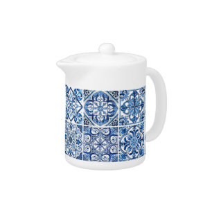 Mediterranean Tiles, Portugese, Azulejo, Majolica Teapot
