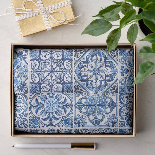 Mediterranean Tiles, Portugese, Azulejo, Majolica Tissue Paper (Gift)