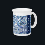 Mediterranean Tiles, Portugese, Azulejo, Your Name Beverage Pitcher<br><div class="desc">Elegant,  stylish and sophisticated pattern with Mediterranean tiles in blue and white color. Modern and trendy gift,  perfect for the Azulejo lover in your life. Personalize by adding your name,  nickname,  monogram or initials.</div>