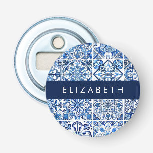 Mediterranean Tiles, Portugese, Azulejo, Your Name Bottle Opener
