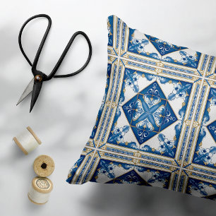 Mediterranean Tiles, Portuguese, Azulejo, Majolica Accent Pillow
