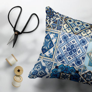 Mediterranean Tiles, Portuguese, Azulejo, Majolica Accent Pillow