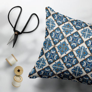 Mediterranean Tiles, Portuguese, Azulejo, Majolica Accent Pillow