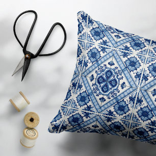 Mediterranean Tiles, Portuguese, Azulejo, Majolica Accent Pillow