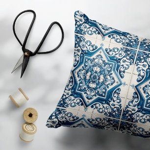 Mediterranean Tiles, Portuguese, Azulejo, Majolica Accent Pillow