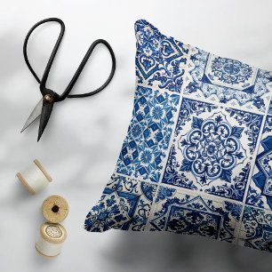 Mediterranean Tiles, Portuguese, Azulejo, Majolica Accent Pillow