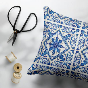 Mediterranean Tiles, Portuguese, Azulejo, Majolica Accent Pillow