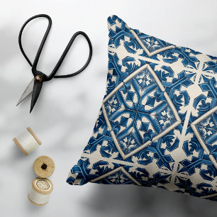 Mediterranean Tiles, Portuguese, Azulejo, Majolica Accent Pillow