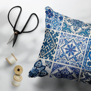 Mediterranean Tiles, Portuguese, Azulejo, Majolica Accent Pillow