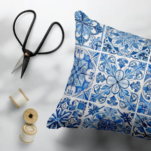 Mediterranean Tiles, Portuguese, Azulejo, Majolica Accent Pillow