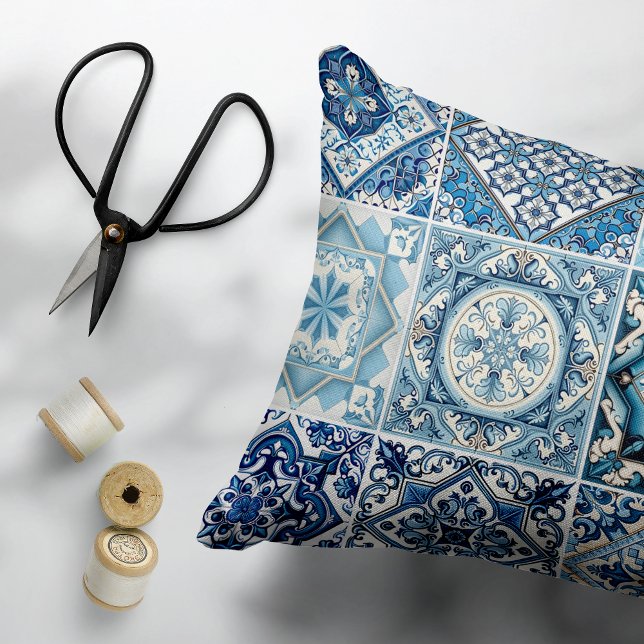 Mediterranean Tiles, Portuguese, Azulejo, Majolica Accent Pillow (Creator Uploaded)